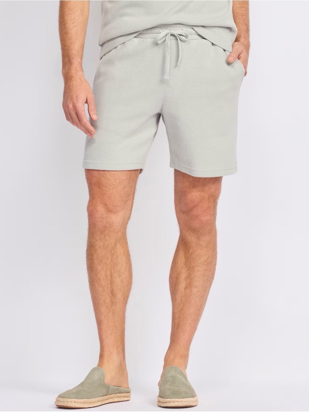 Mason Row Cator Ribbed Knit Drawstring Shorts 7" Grey Medium NWT